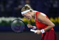 Kvitova after beating Aryna Sabalenka at the 2022 Dubai Duty Free Tennis Championships